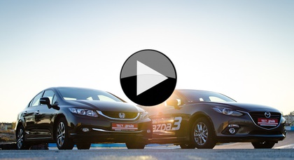 Mazda3 против Honda Civic — сравнительный тест-драйв (видео)
